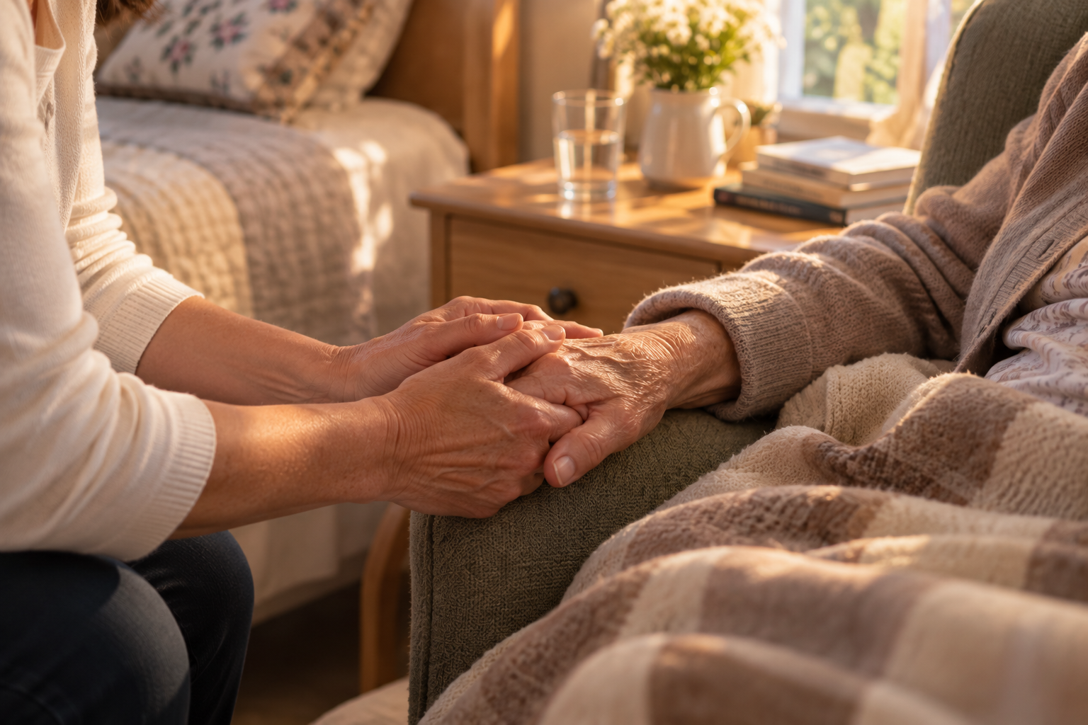 Fiducia Anziano Caregiver Cambio Pannolone